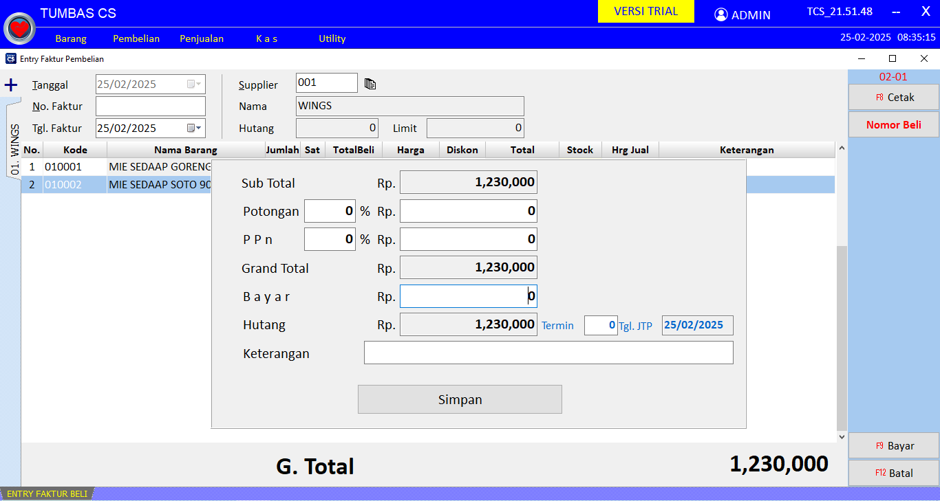 Form Pembelian