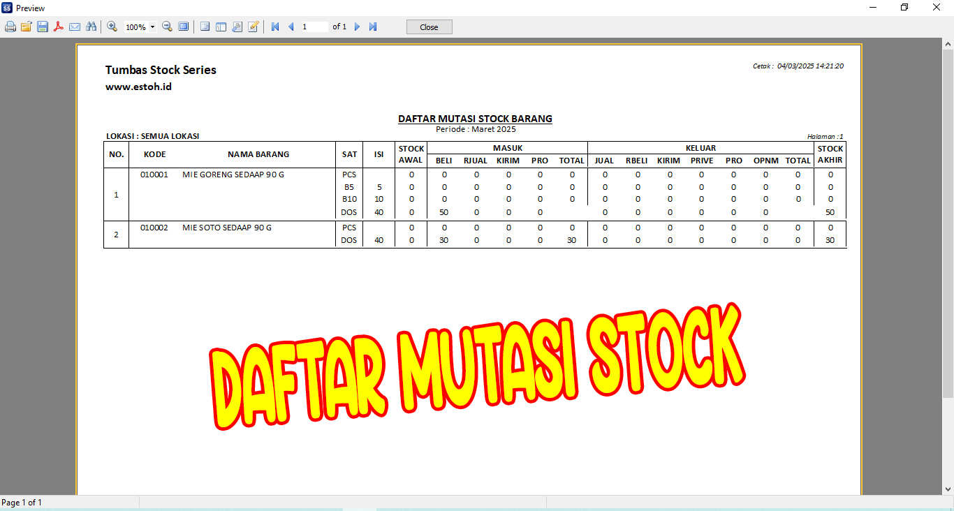 Mutasi Stock